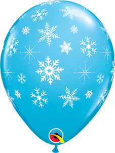 Robin's Egg Blue 11" Snowflakes & Sparkles-A-Round Latex Balloon