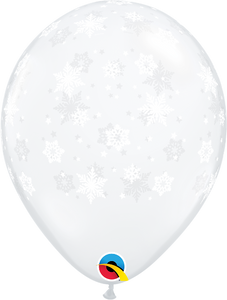 Clear 11" Snowflakes-A-Round Latex Balloon