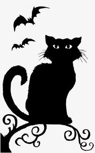 Black Cat Halloween Window Silhouette