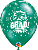 11" Green Congrats Grad Latex Balloon Jewel...