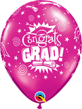 11" Pink Congrats Grad Latex Balloon Jewel...