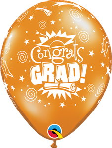 11" Orange Congrats Grad Latex Balloon Jewel...