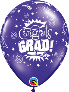11" Purple Congrats Grad Latex Balloon Jewel...