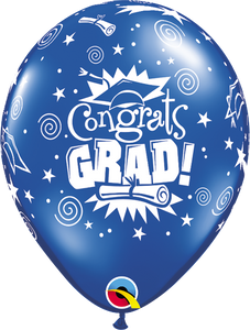 11" Royal Blue Congrats Grad Latex Balloon Jewel...