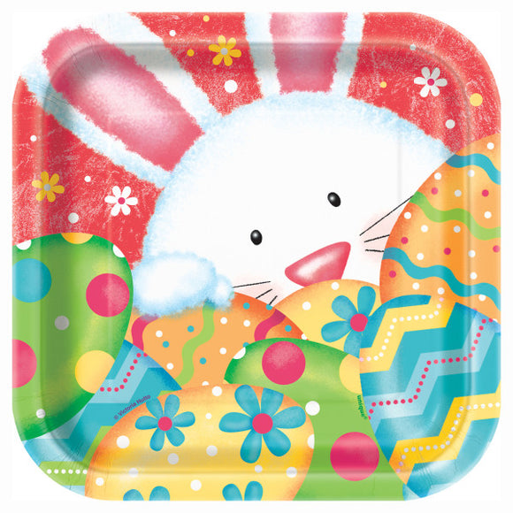 Happy Easter Bunny Square Dessert Plates, 10ct.