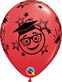 11" Red Graduation Smileys Latex Balloon...