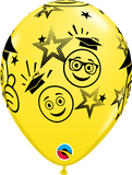 11" Yellow Graduation Smileys Latex Balloon...