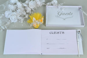 Silver Wedding Guest Book w/ Pen, 1pc