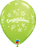 11" Lime Green Congratulations Streamers Latex Balloon...