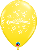 11" Yellow Congratulations Streamers Latex Balloon...