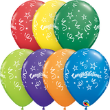11" Green Congratulations Streamers Latex Balloon...