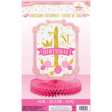Pink & Gold First Birthday Honeycomb Centerpiece, 14"
