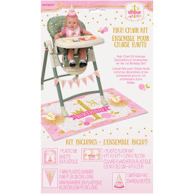 Pink & Gold First Birthday High Chair Decorating Kit