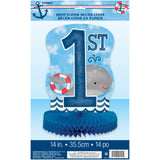 Little Sailor Nautical First Birthday Honeycomb Centerpiece, 14"