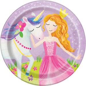 Magical Princess and Unicorn Round 7" Dessert Plates, 8ct