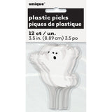 Halloween Ghost Plastic Cupcake Toppers, 3.5", 12ct