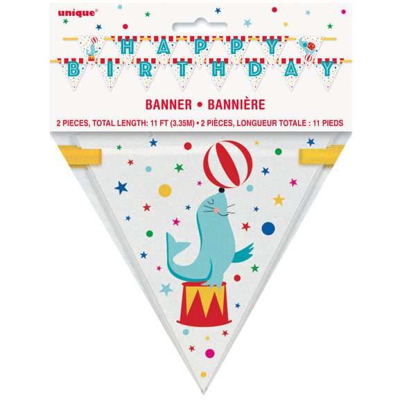 Circus Carnival Happy Birthday Banner, 11 ft