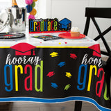 Colorful Cap Grad Rectangular Plastic Table Cover, 54" x 84"