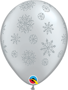 Silver 11" Glitter Snowflakes-A-Round Balloon
