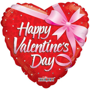 36" Valentine Heart & Bow Foil Balloon