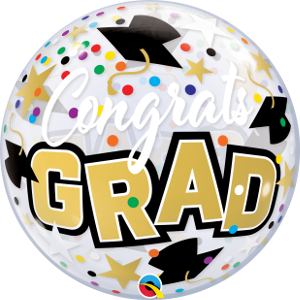 22" Congrats Grad Confetti Single Bubble Balloon