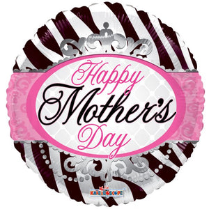 18" Mom's Day Zebra Pink Foil Balloon