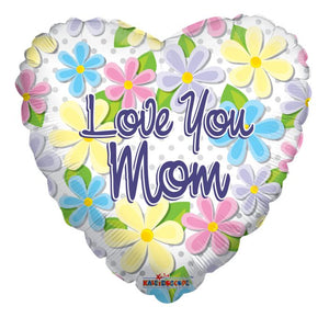 18" I Love Mom Pastels Foil Balloon