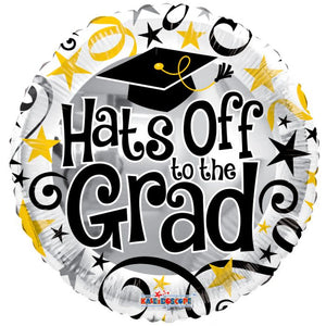 18" Hats Off To The Grad! Foil Balloon