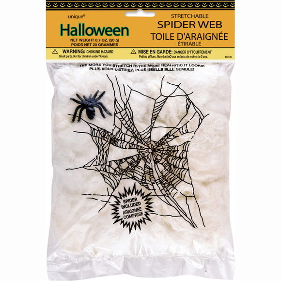 Halloween Stretchable Spider Web & Spider