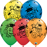 11" Blue Graduation Smileys Latex Balloon...