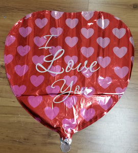 23" 'I Love You' Pink Hearts on Heart Shaped Foil Balloon