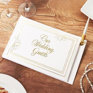 Gold "Our Wedding Guests" Guest Book w/ Pen, 1pc