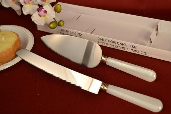 Pearl Handle Knife and Cake Server Set, 2pc