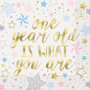 "One Year Old is What You Are" Twinkle Twinkle Little Star Beverage Napkins, 16 ct.
